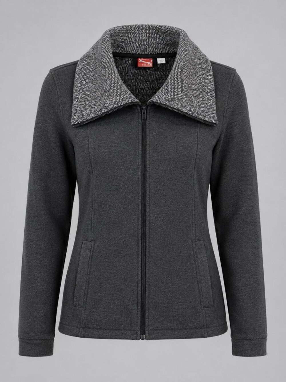 Puma Womens XL Jacket Charcoal Gray Full Zip w Textured Collar Logo Sweatshirt - Picture 1 of 11